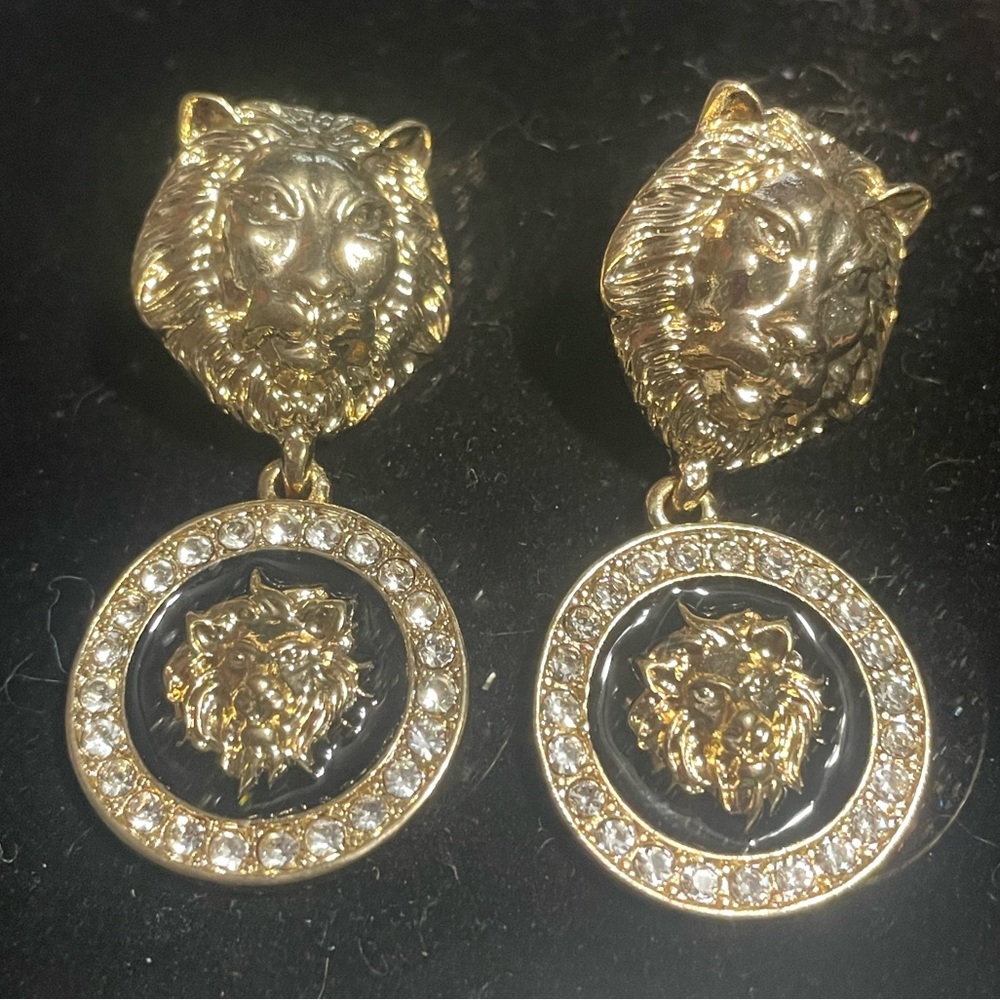 Gold Lion Head Earrings